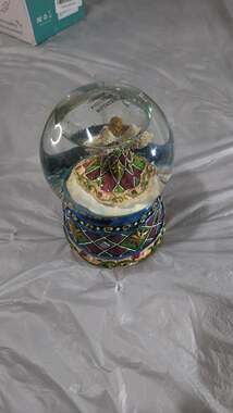 San Francisco Music Box Company Patchwork Angel Rotating Musical Snow Globe Hark